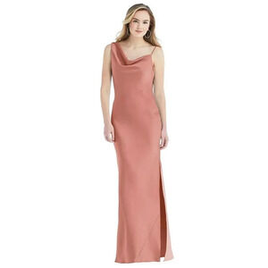 Social Bridesmaids Asymmetrical One Shoulder Satin Gown